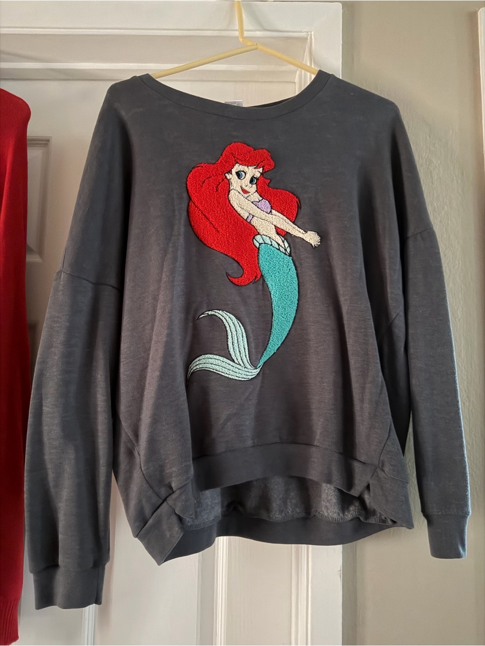 Cute Disney Dark Grey Long Sleeve Top Sweatshirt Ariel Mermaid Teen/Woman Large